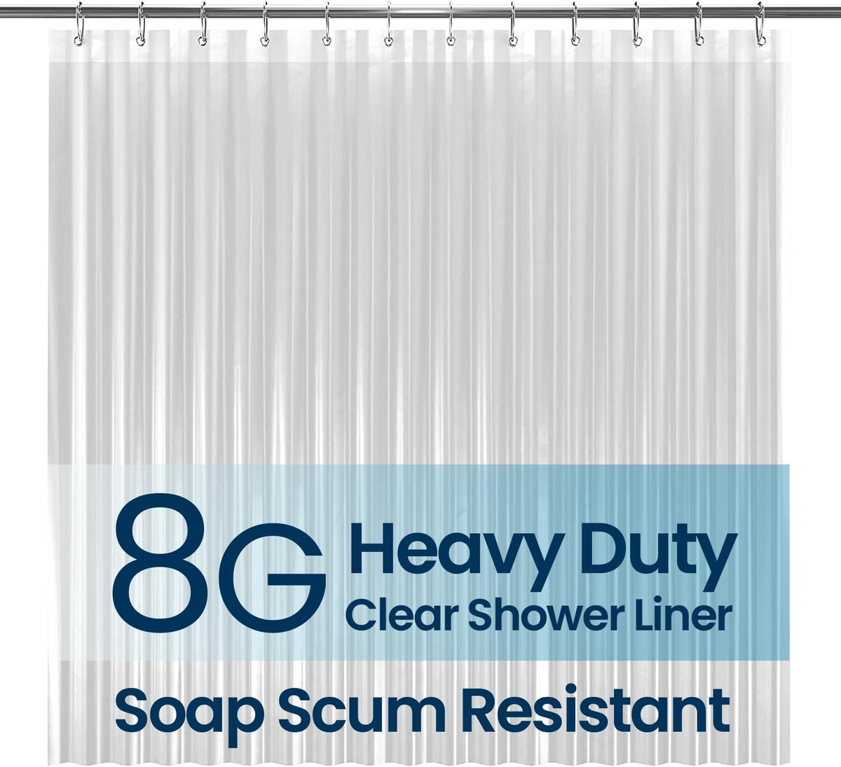 LiBa Non-Toxic PEVA Shower Curtain – Shared Kids Bathroom Waterproof Liner, Reinforced 72x72 Grommets for Active Families