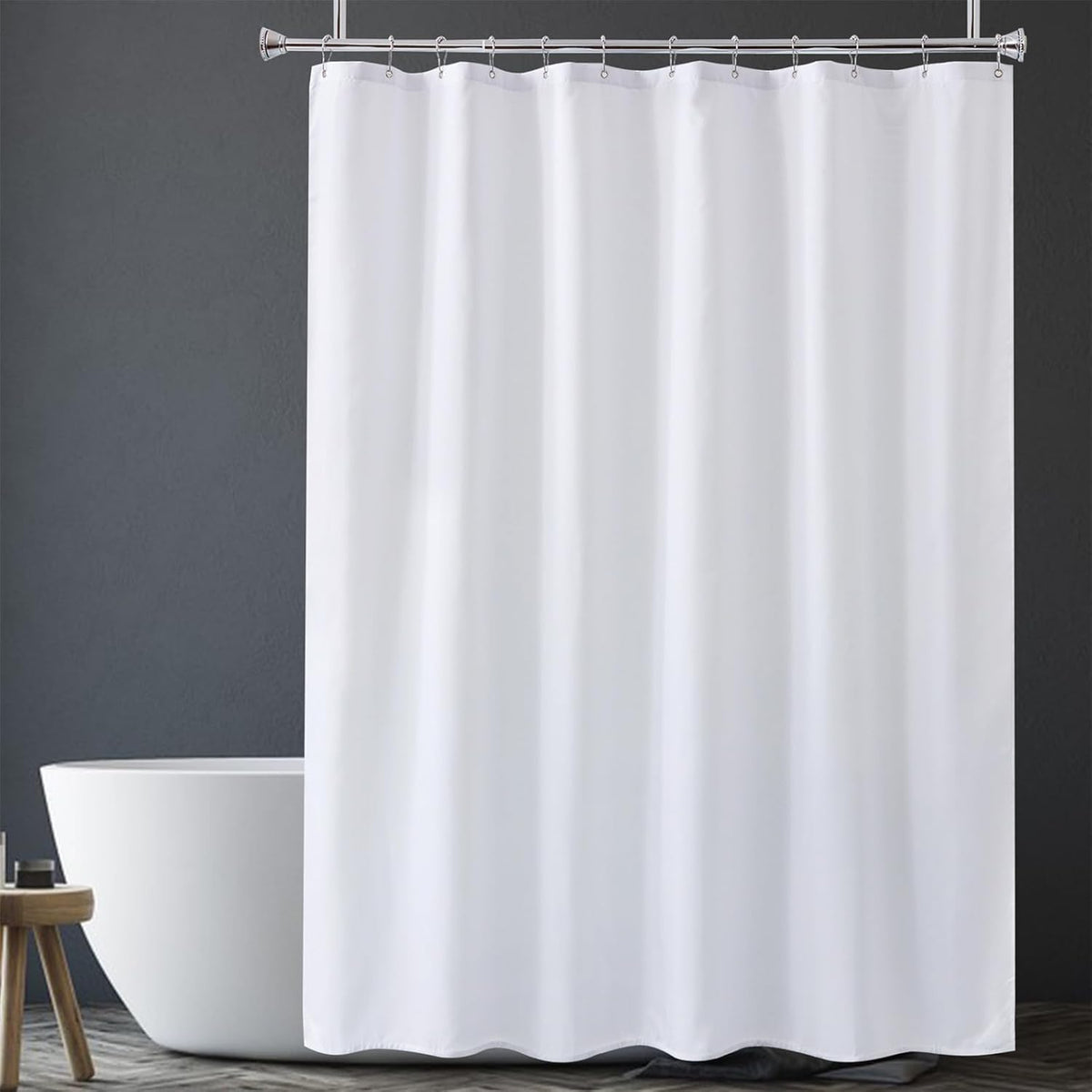 Amazer Solid Sage Green Shower Curtain 2-in-1 – Bathroom Decor Refresh with Fabric Liner, 120GSM Heavy Duty