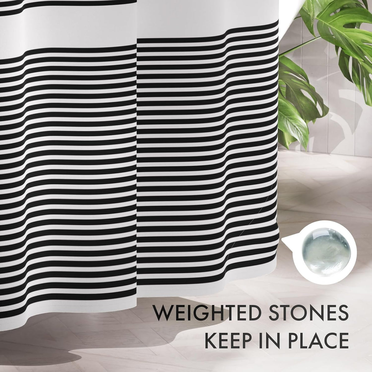 AmazerBath Farmhouse Striped Shower Curtain Set with 12 Hooks – Cozy Bathroom Decor for Living Room Inspired Retreats
