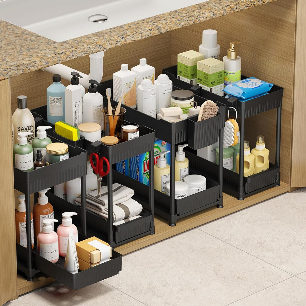 Sevenblue Slide-Out Sink Organizer, Calm and Orderly Storage Solution for Bathroom and Master Suite Retreats