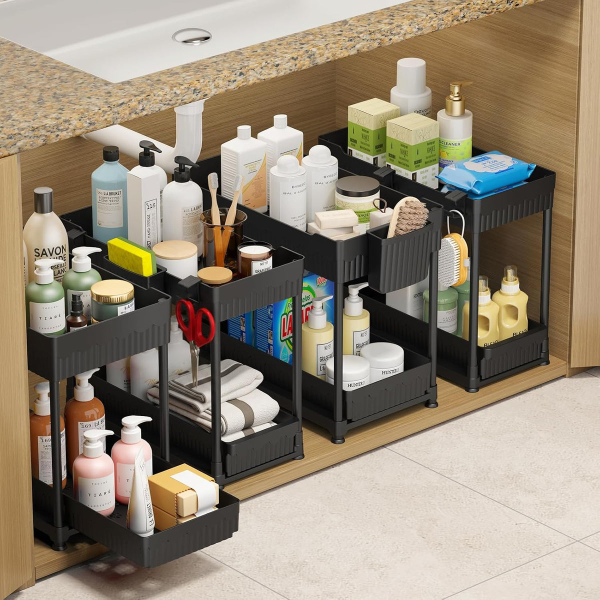 Sevenblue Slide-Out Sink Organizer, Calm and Orderly Storage Solution for Bathroom and Master Suite Retreats