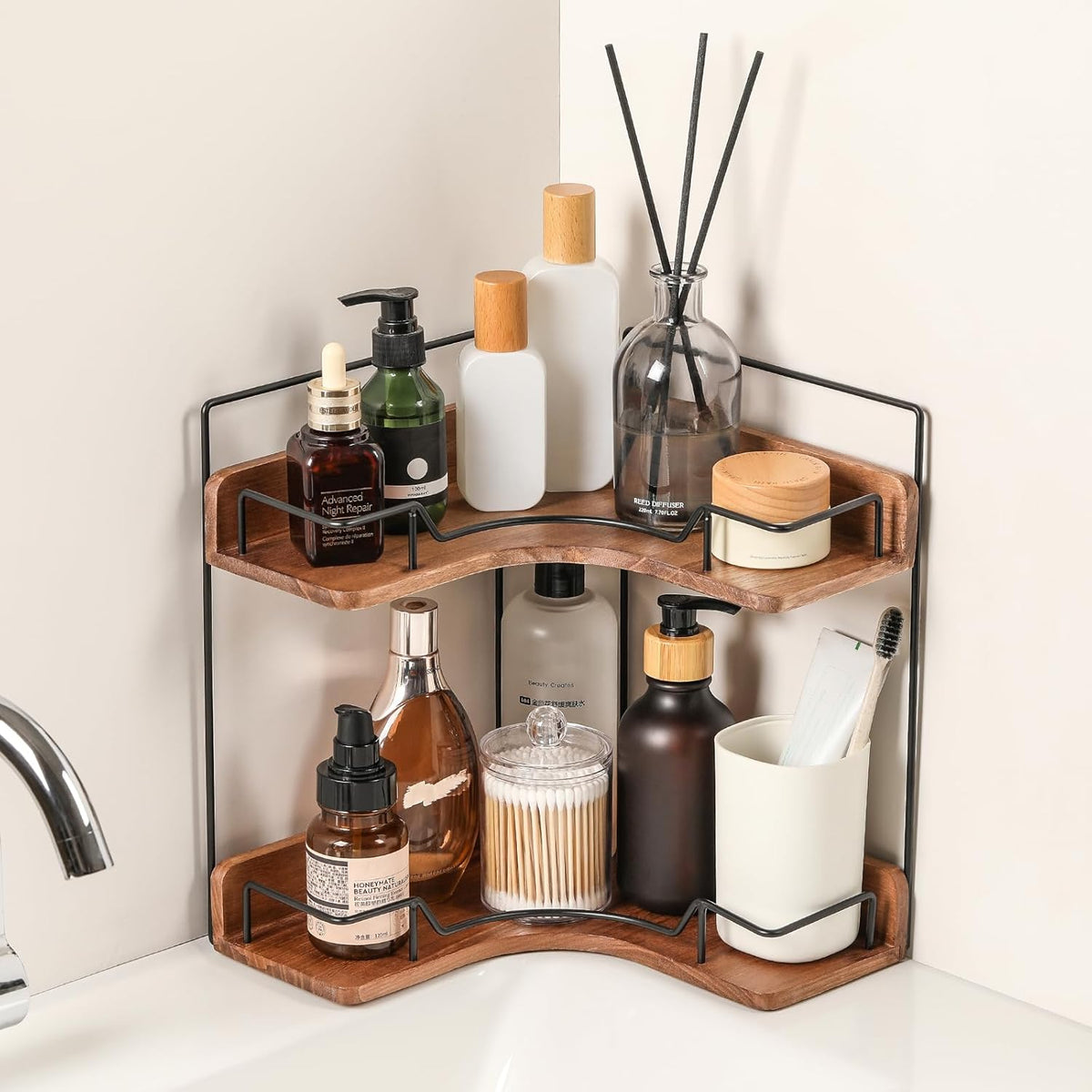 Charming Wooden Vanity Shelf Gift for Mom on Birthday, Bathroom Storage Surprise