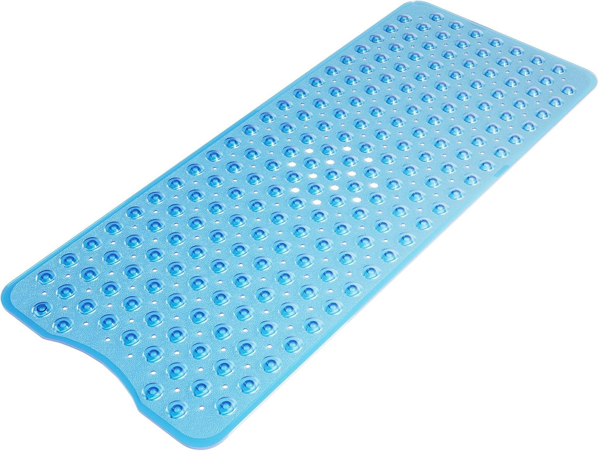 AmazerBath Shower Mat Non Slip 40 x 16 Inches, 16 Color Bath Mat for Bathroom Decor and Style Coordination, Clear Blue