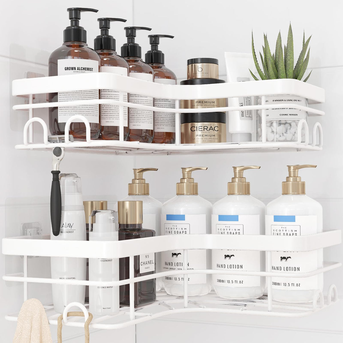 Sakugi No-Drill Corner Shower Caddy Black – Holiday Gift for Renters and College Students, Removable Stainless Steel Bathroom Shelf Set