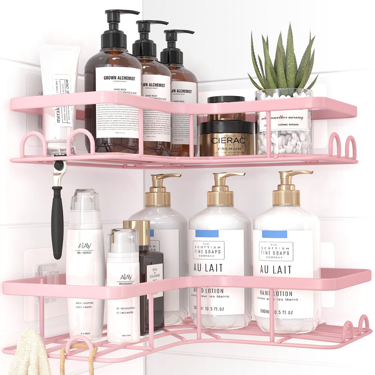 Sakugi No-Drill Corner Shower Caddy Black – Holiday Gift for Renters and College Students, Removable Stainless Steel Bathroom Shelf Set