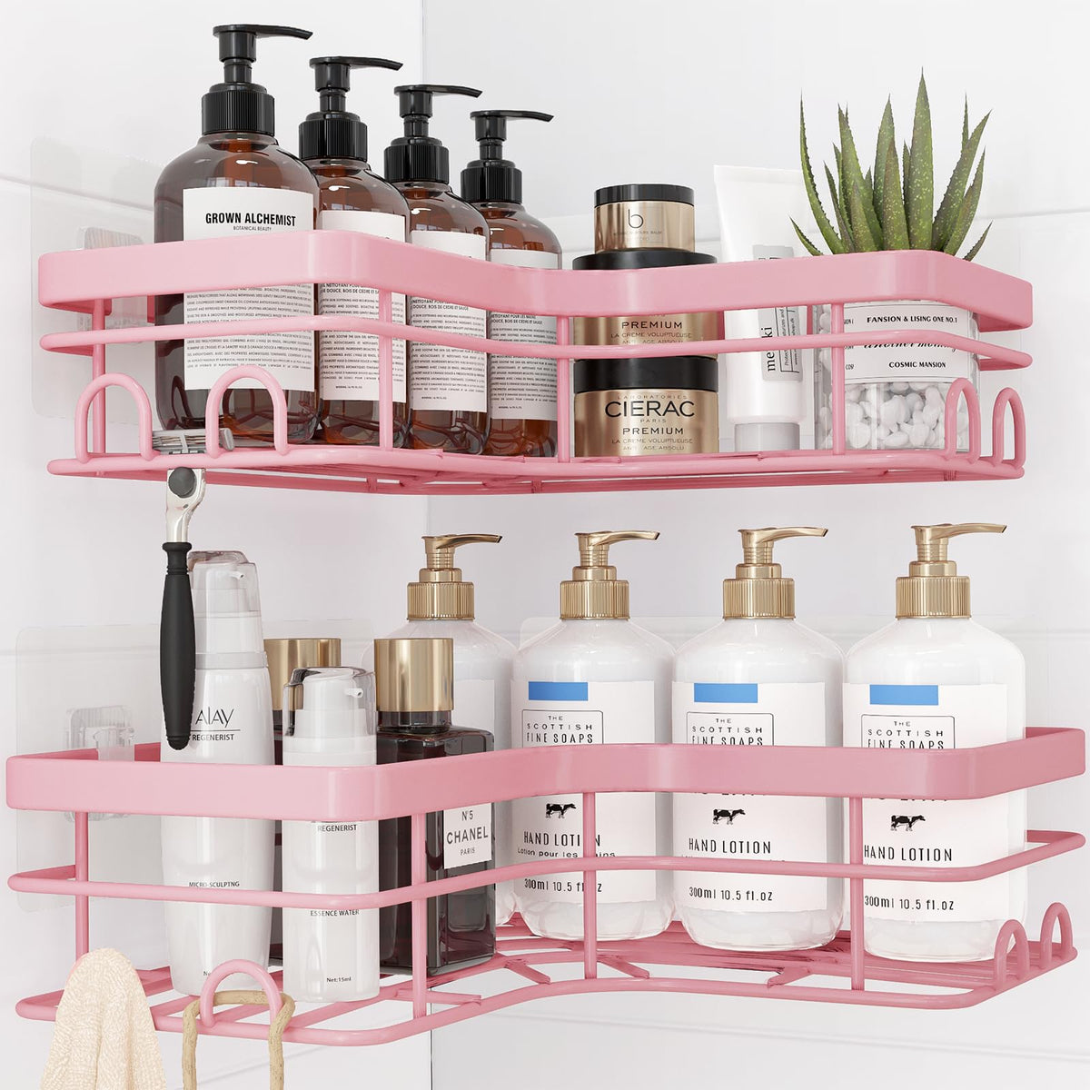 Sakugi No-Drill Corner Shower Caddy Black – Holiday Gift for Renters and College Students, Removable Stainless Steel Bathroom Shelf Set