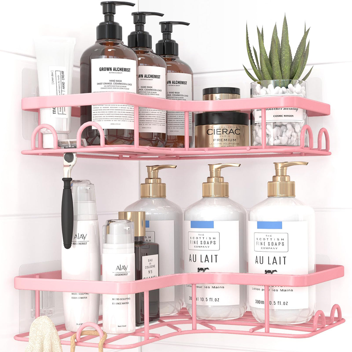 Sakugi No-Drill Corner Shower Caddy Black – Holiday Gift for Renters and College Students, Removable Stainless Steel Bathroom Shelf Set