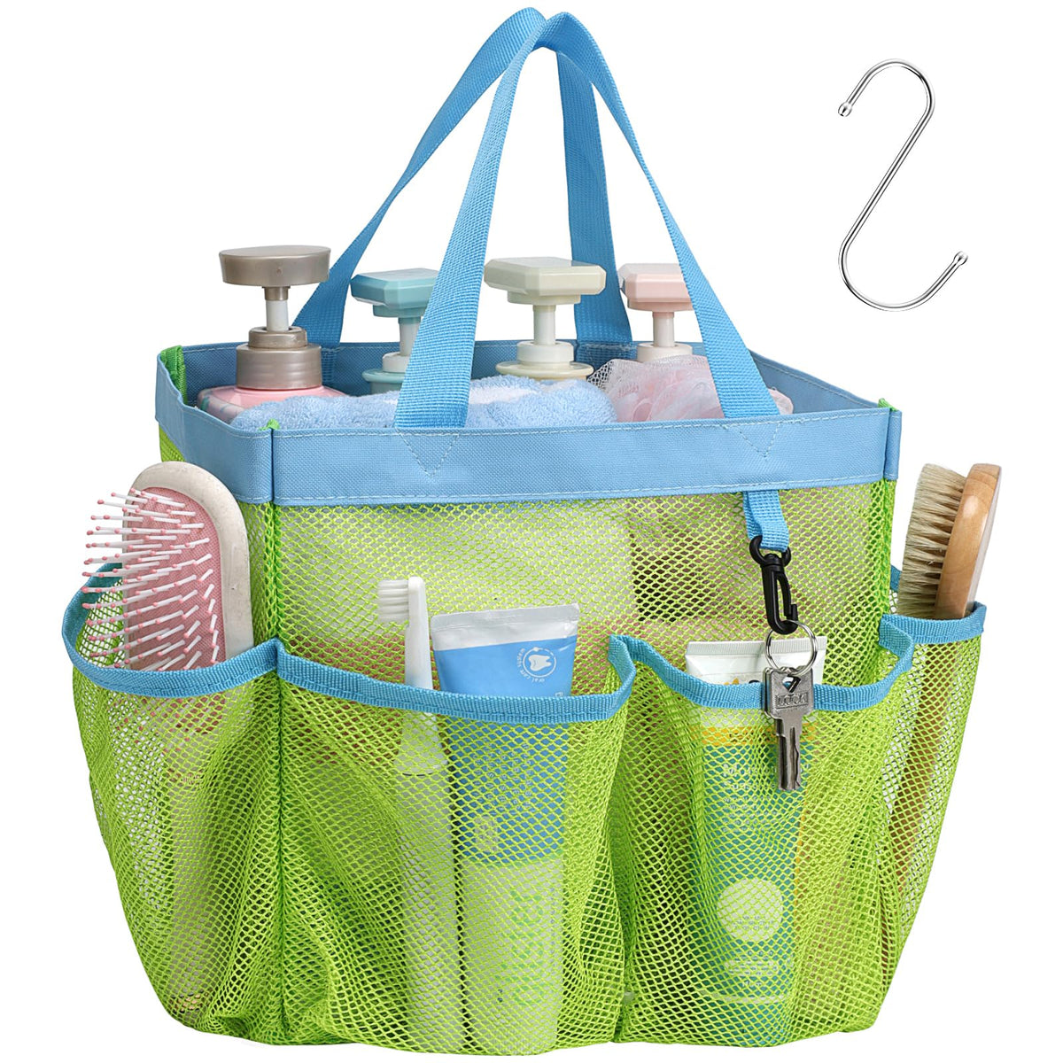 Mesh Shower Caddy Portable - Effortless Less-Is-More Bathroom Carry, Collapsible Mesh Tote in Black