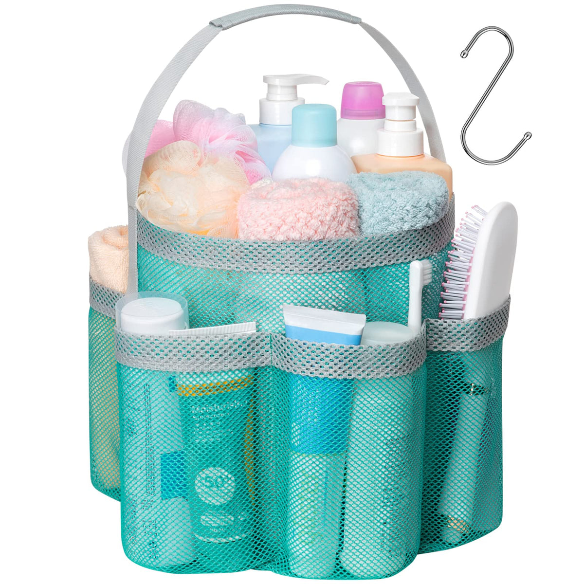 Mesh Shower Caddy Portable - Effortless Less-Is-More Bathroom Carry, Collapsible Mesh Tote in Black