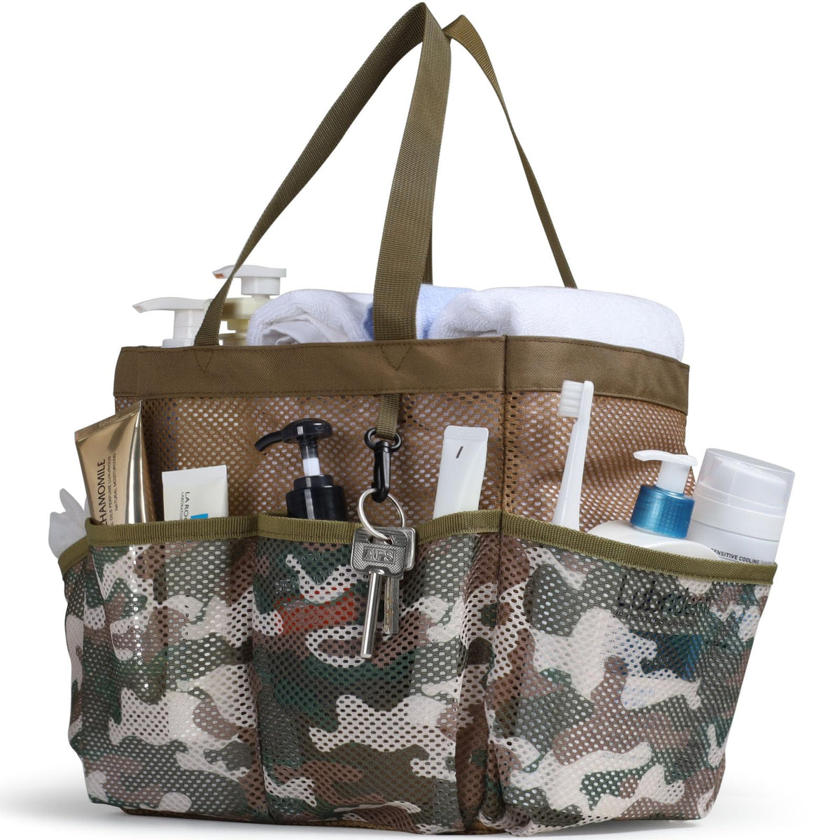 Mesh Shower Caddy Portable - Effortless Less-Is-More Bathroom Carry, Collapsible Mesh Tote in Black