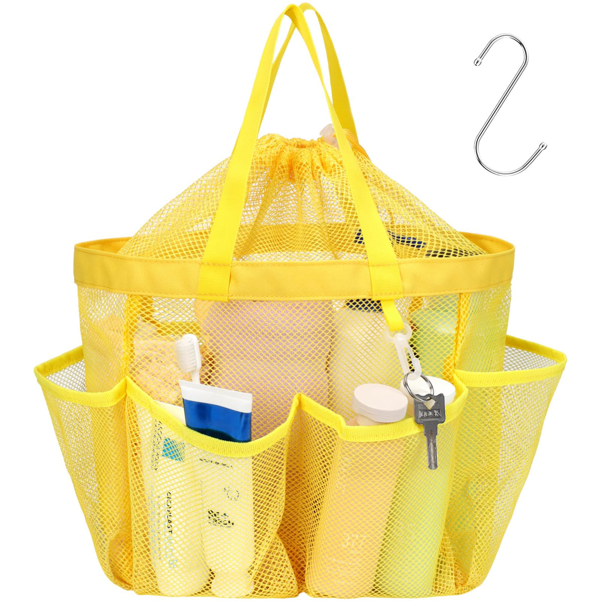 Mesh Shower Caddy Portable - Effortless Less-Is-More Bathroom Carry, Collapsible Mesh Tote in Black