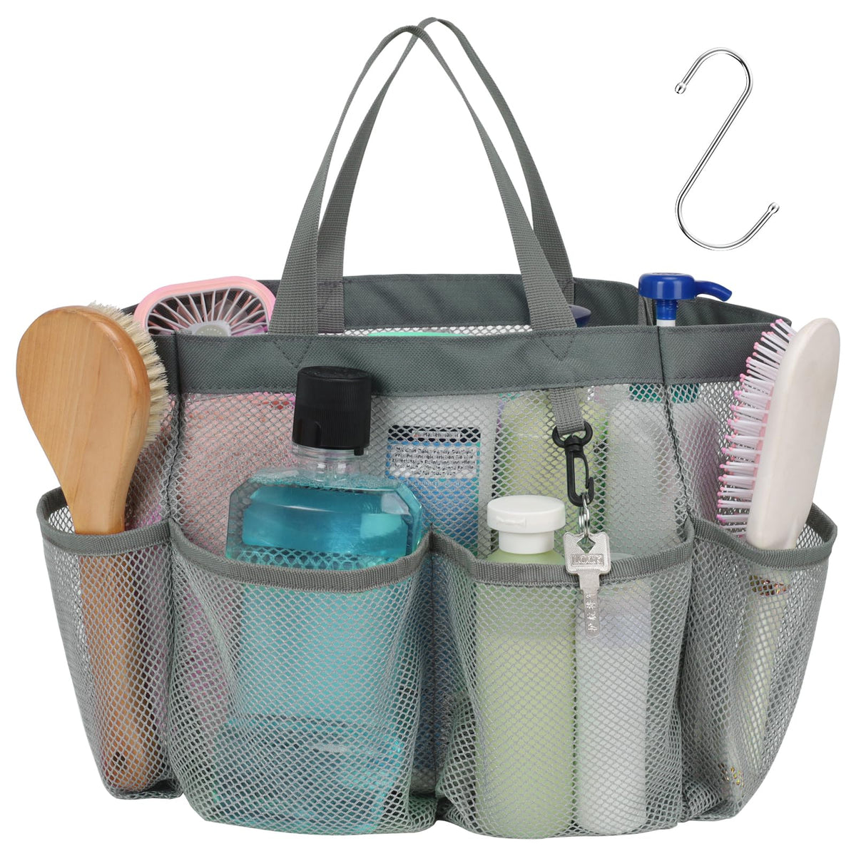 Mesh Shower Caddy Portable - Effortless Less-Is-More Bathroom Carry, Collapsible Mesh Tote in Black