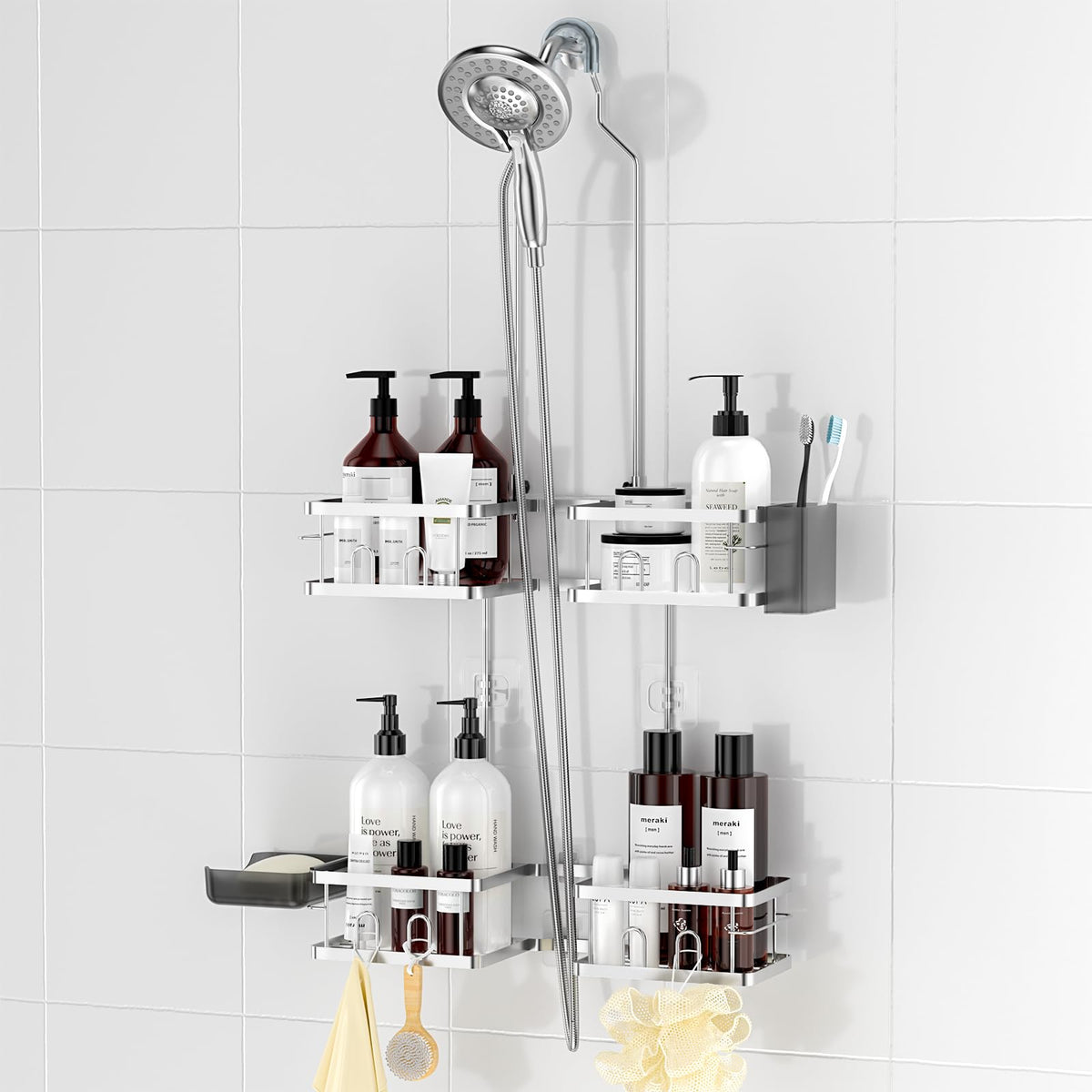 REINHARDT Adjustable Shower Organizer – Gift-Ready Bathroom Upgrade for Roommates and Newlyweds, Multiple Color Variants