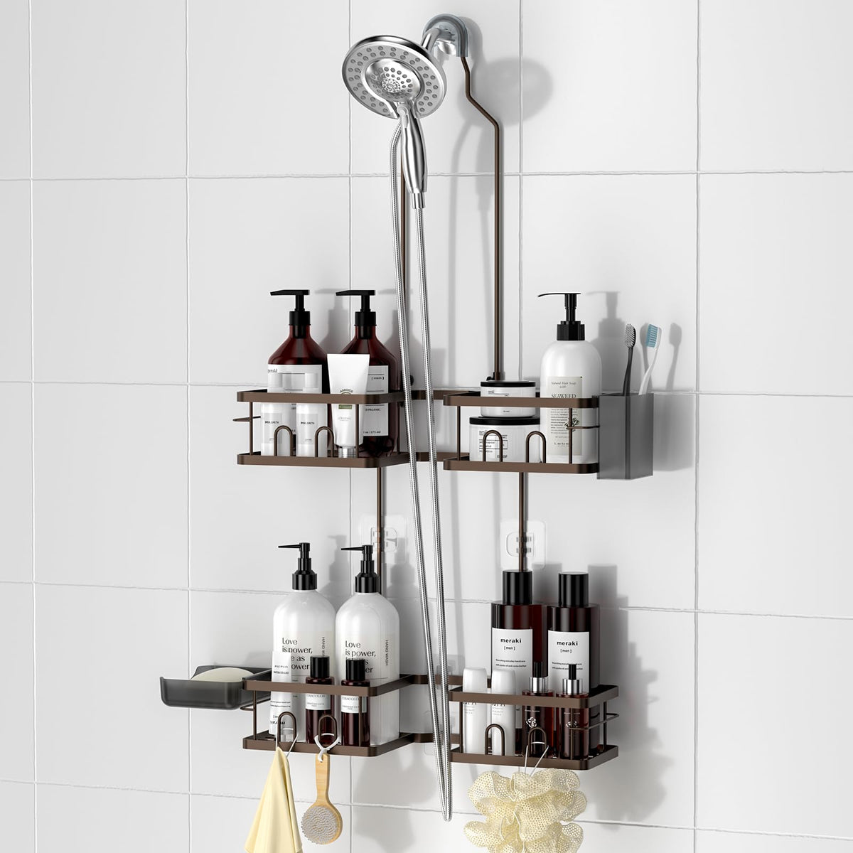 REINHARDT Adjustable Shower Organizer – Gift-Ready Bathroom Upgrade for Roommates and Newlyweds, Multiple Color Variants