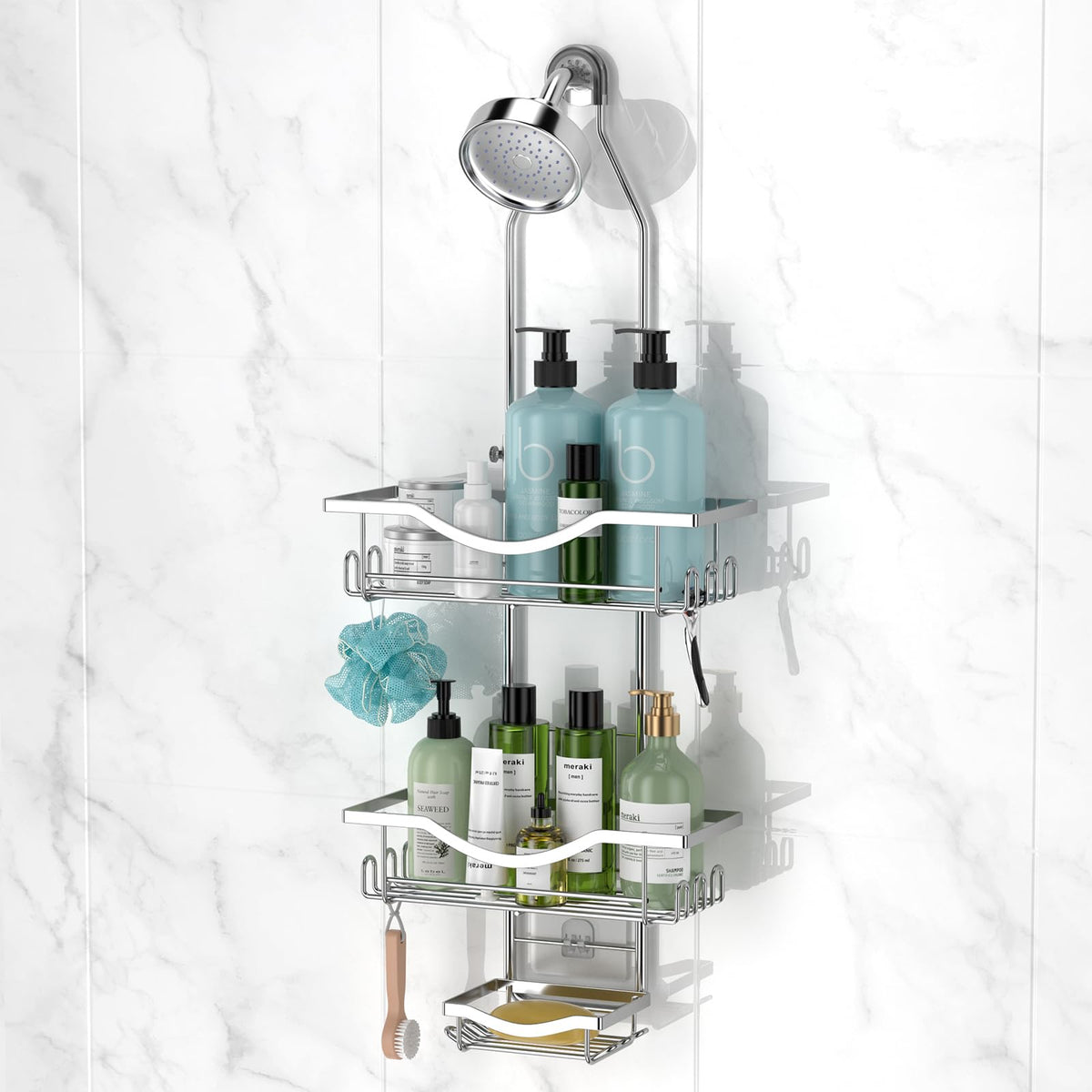 REINHARDT Adjustable Shower Organizer – Gift-Ready Bathroom Upgrade for Roommates and Newlyweds, Multiple Color Variants
