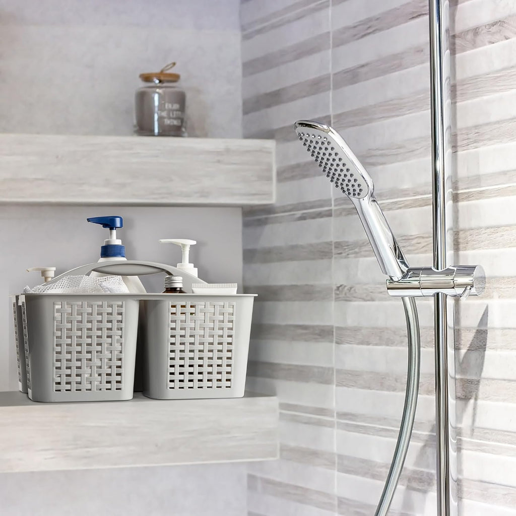 Tiawudi Plastic Bathroom Caddy in Violet and Dark Blue, Fashion-Forward Organizer for Cohesive Room Styling