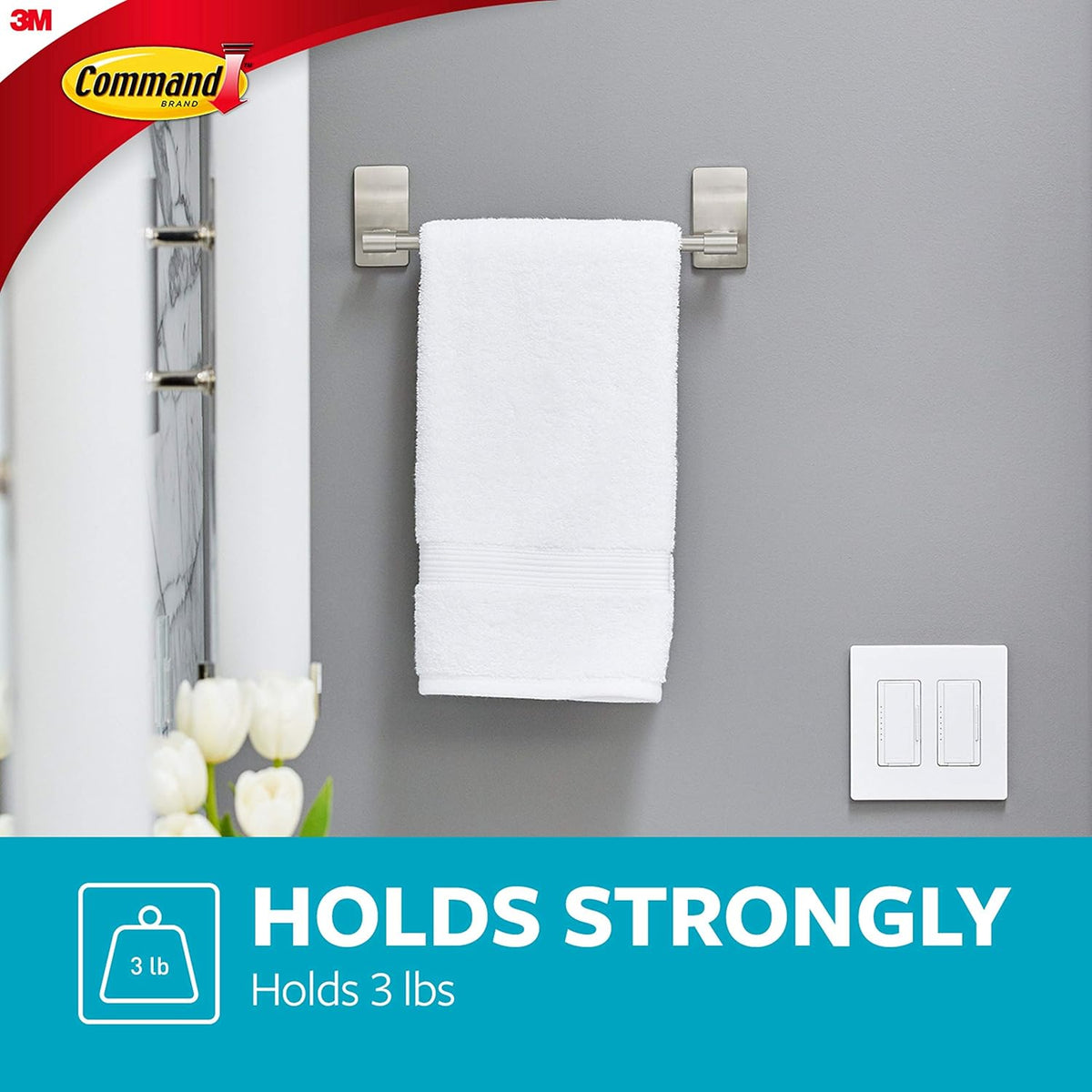 Command Satin Nickel Hand Towel Bar – Thoughtful Housewarming Gift for New Homeowners and Apartment Movers