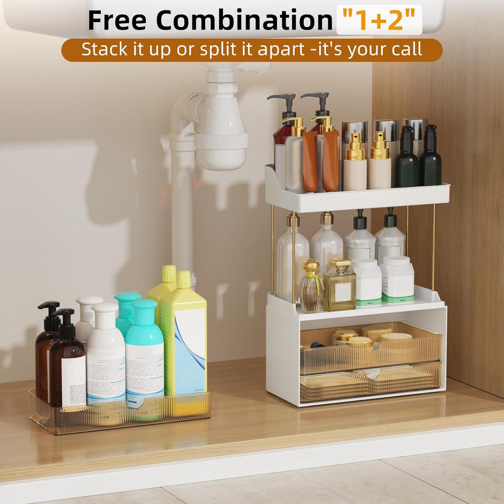 StorBin Gray Makeup Drawer Tower – Decorative Bathroom Counter Organizer Matching Modern Home Interiors