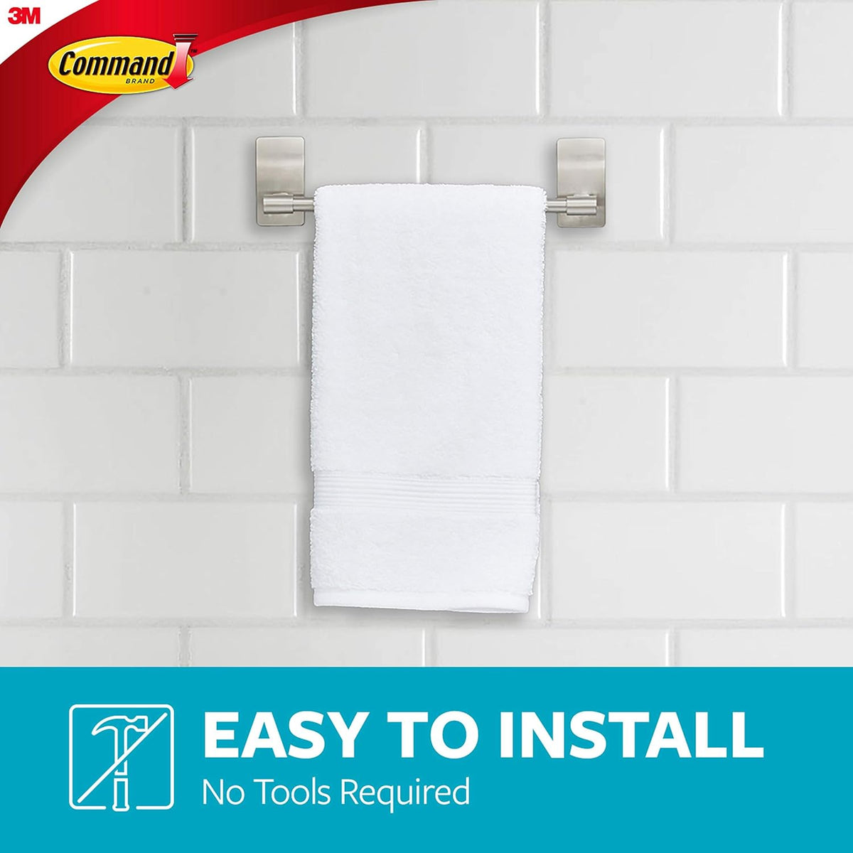 Command Satin Nickel Hand Towel Bar – Thoughtful Housewarming Gift for New Homeowners and Apartment Movers