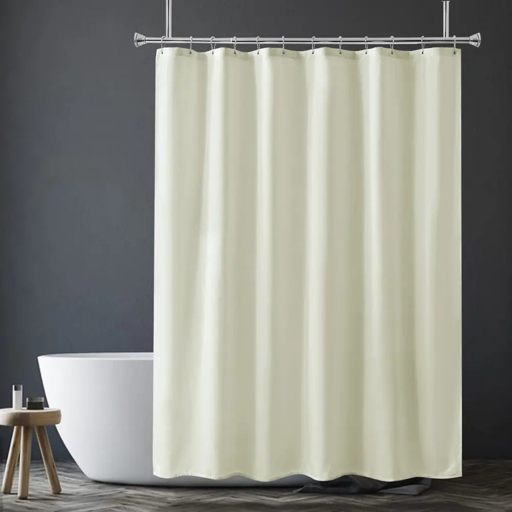 Amazer Solid Sage Green Shower Curtain 2-in-1 – Bathroom Decor Refresh with Fabric Liner 120GSM Heavy Duty - Ivory