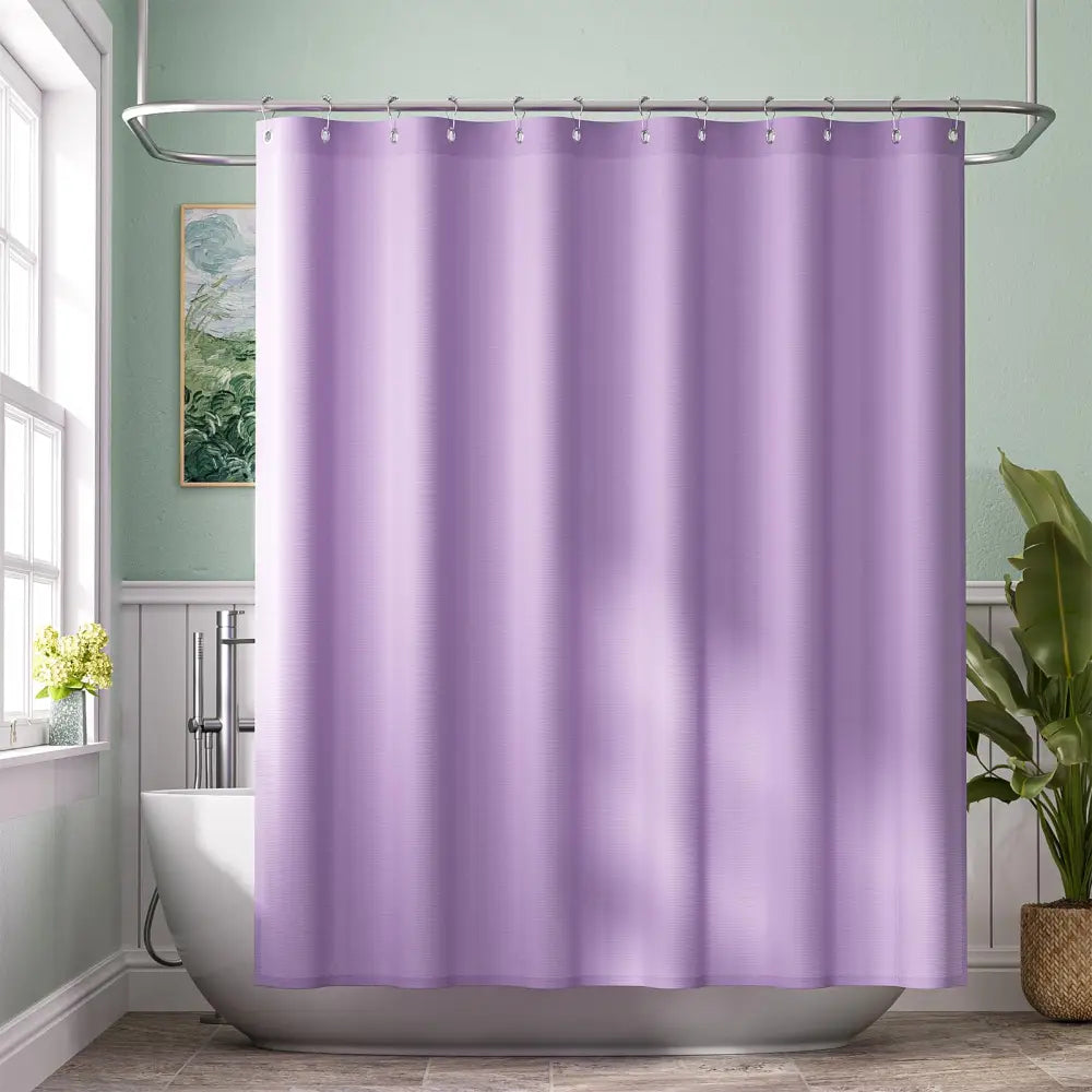 Amazer Solid Sage Green Shower Curtain 2-in-1 – Bathroom Decor Refresh with Fabric Liner 120GSM Heavy Duty - Lavender