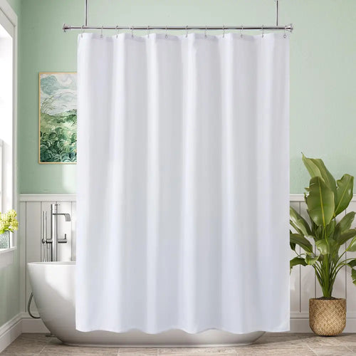 Amazer Solid Sage Green Shower Curtain 2-in-1 – Bathroom Decor Refresh with Fabric Liner 120GSM Heavy Duty - White