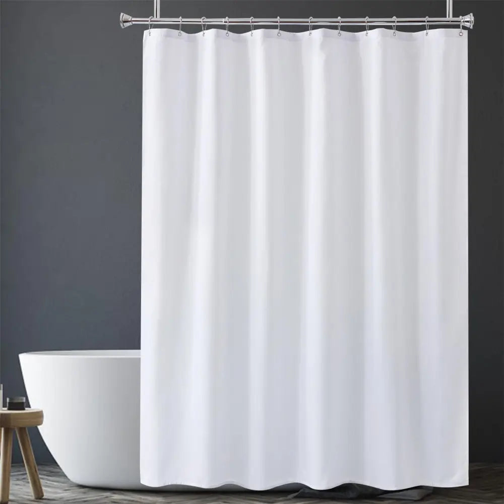 Amazer Solid Sage Green Shower Curtain 2-in-1 – Bathroom Decor Refresh with Fabric Liner 120GSM Heavy Duty - White