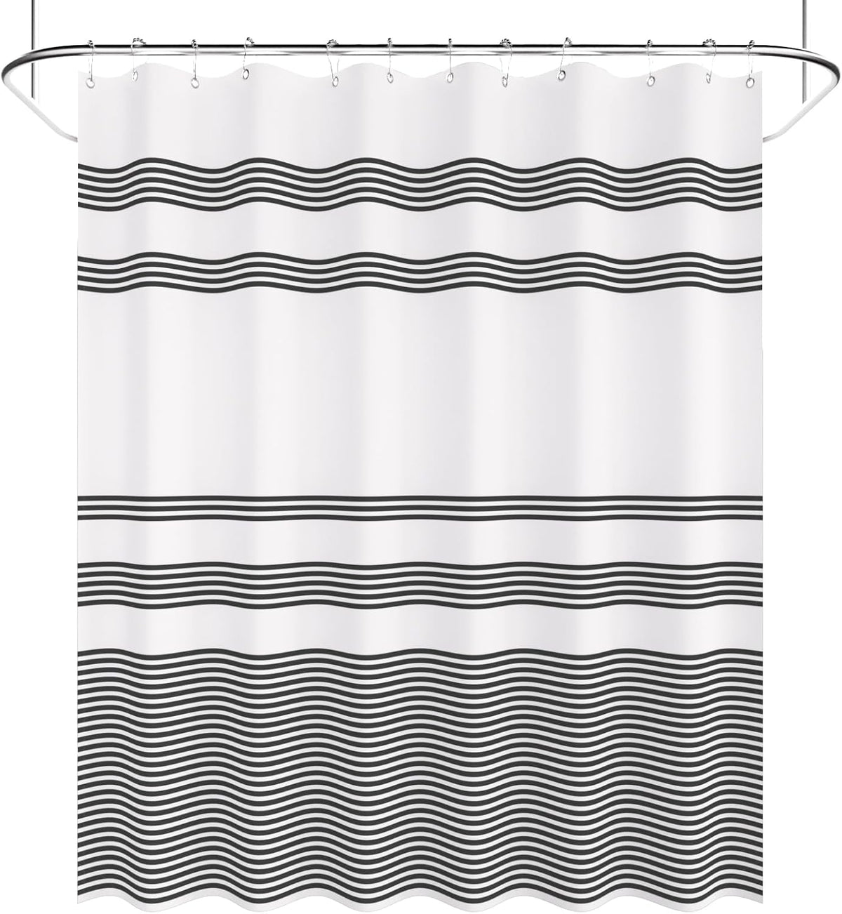 AmazerBath Farmhouse Striped Shower Curtain Set with 12 Hooks – Cozy Bathroom Decor for Living Room Inspired Retreats