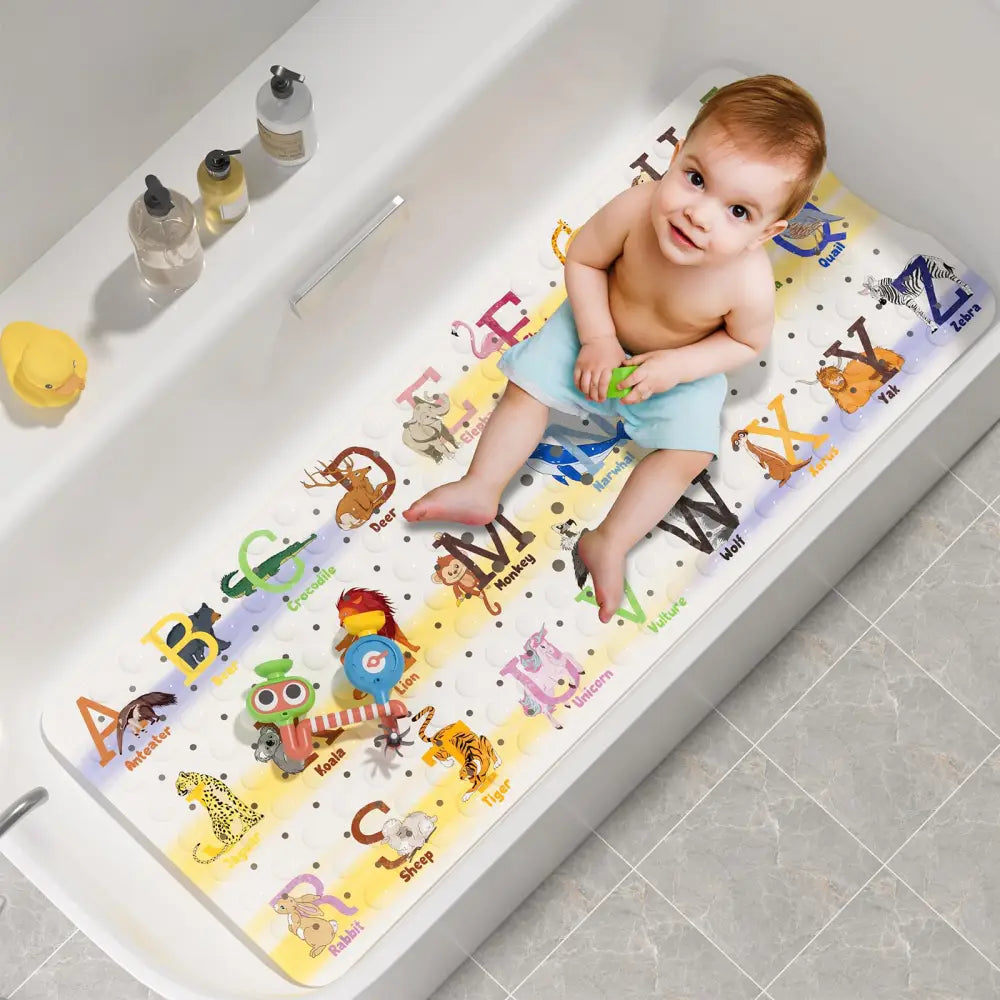 AmazerBath Shower Mat Non Slip 40 x 16 Inches 16 Color Bath Mat for Bathroom Decor and Style Coordination Clear Blue