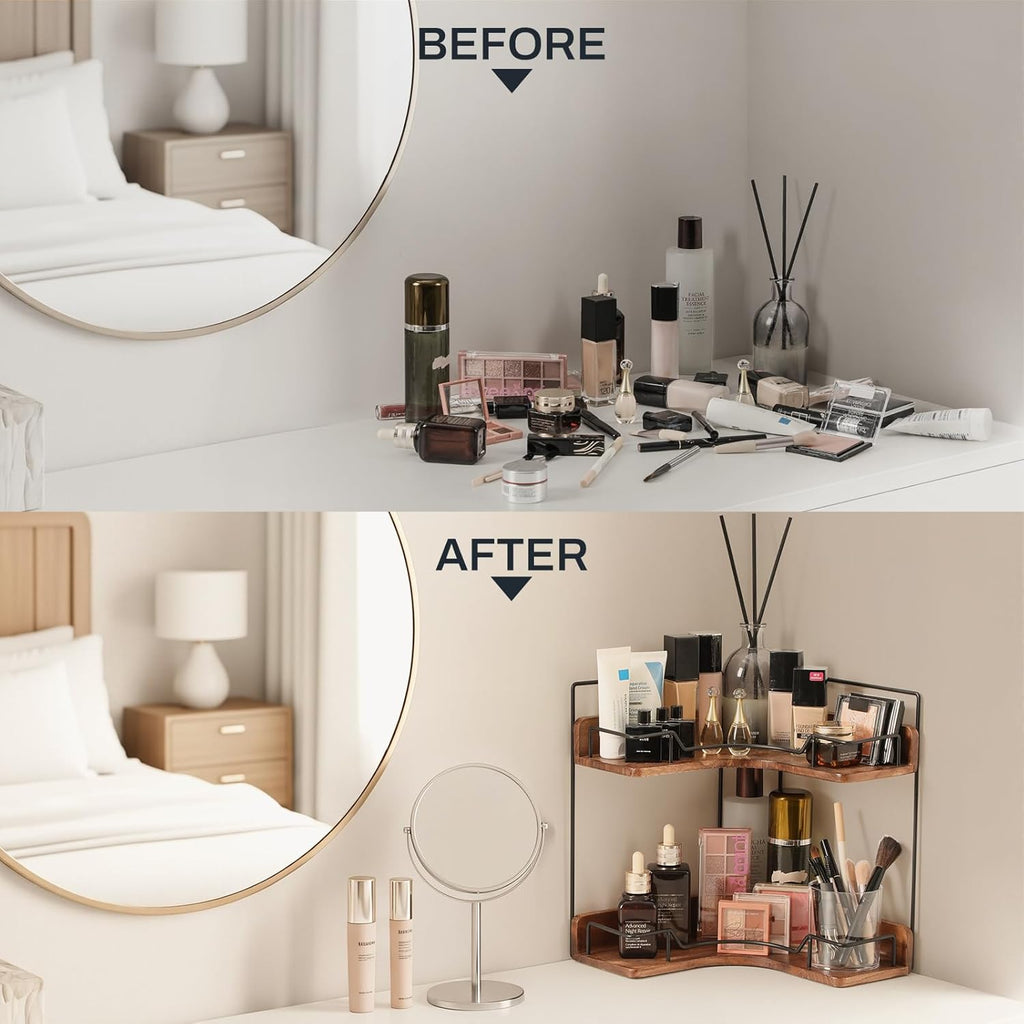 Charming Wooden Vanity Shelf Gift for Mom on Birthday, Bathroom Storage Surprise