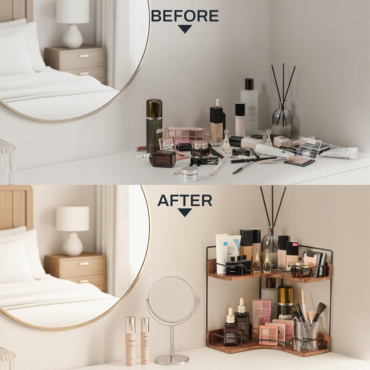 Charming Wooden Vanity Shelf Gift for Mom on Birthday, Bathroom Storage Surprise