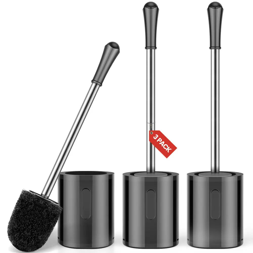 AONEZ Space-Saving Toilet Brush for Designer Powder Rooms Three Color-Coordinated Finishes - Black - 3 - Toilet Brushes