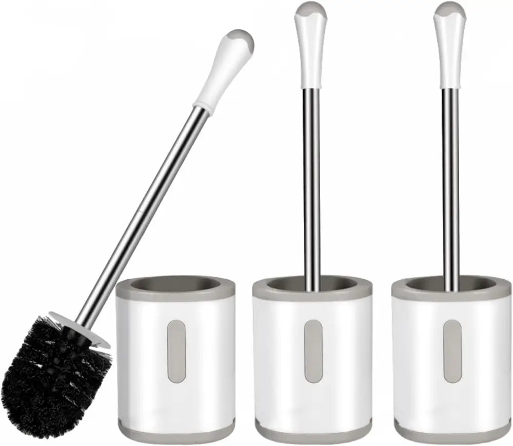 AONEZ Space-Saving Toilet Brush for Designer Powder Rooms Three Color-Coordinated Finishes - White & Grey - 3 - Toilet