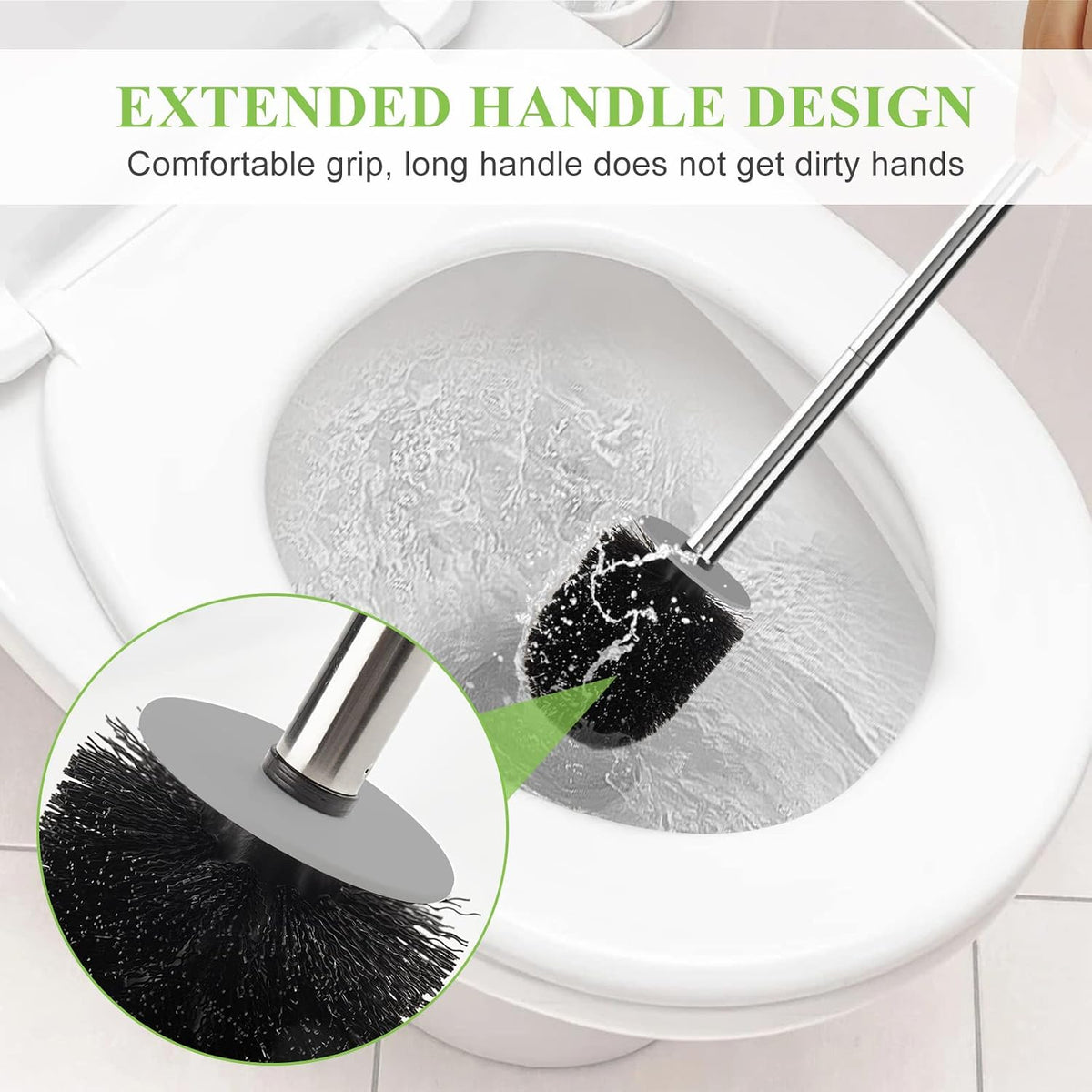 AONEZ Space-Saving Toilet Brush for Designer Powder Rooms, Three Color-Coordinated Finishes