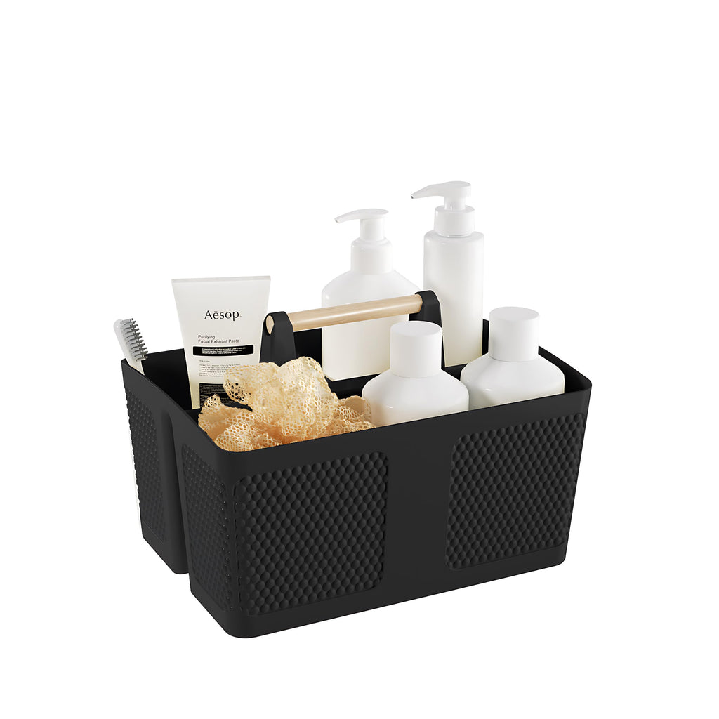 [Brand] Three-Compartment Caddy – Designer Bathroom Storage in Neutral Tones