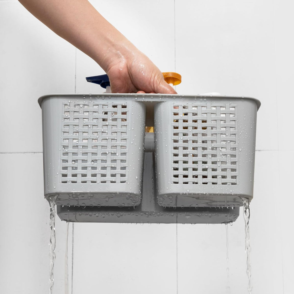 Tiawudi Plastic Bathroom Caddy in Violet and Dark Blue, Fashion-Forward Organizer for Cohesive Room Styling