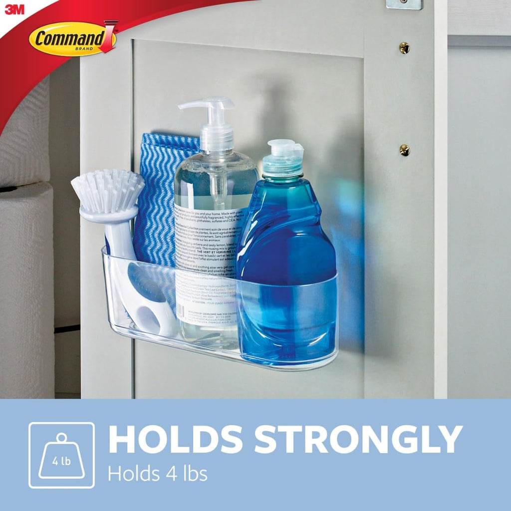 Command Large Caddy for Minimalist Bathroom Storage, Clear Wall Organizer
