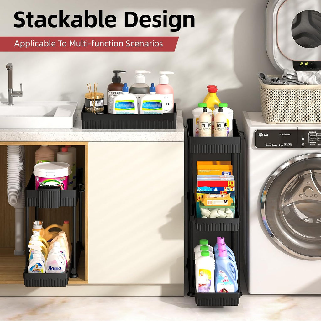 Sevenblue Slide-Out Sink Organizer, Calm and Orderly Storage Solution for Bathroom and Master Suite Retreats