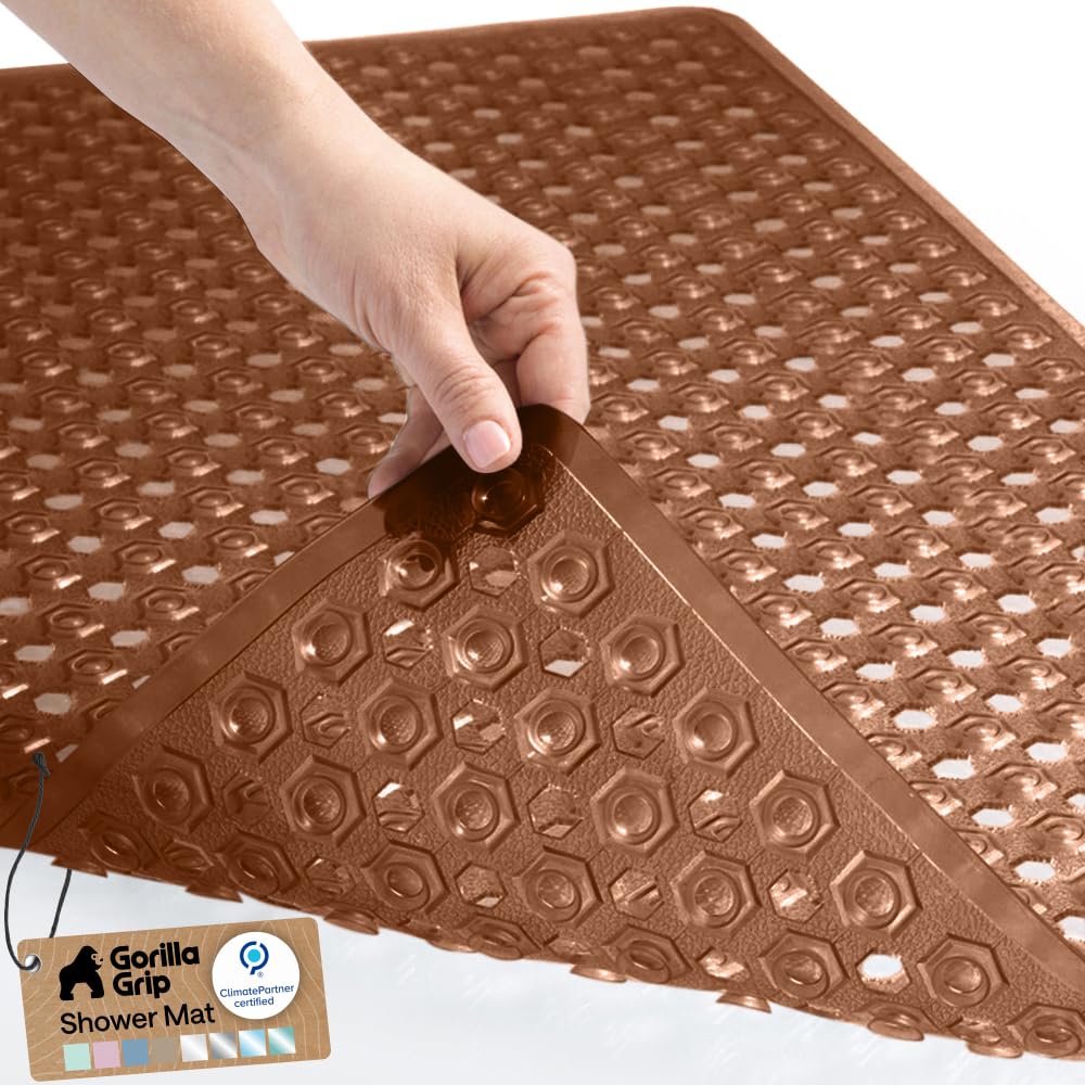 GORILLA GRIP Anti-Slip Bath Mat – Family Bathroom Tub Liner Designed for Safe Kids' Bath Time and Easy Cleaning
