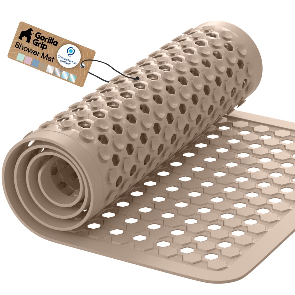 GORILLA GRIP Anti-Slip Bath Mat – Family Bathroom Tub Liner Designed for Safe Kids' Bath Time and Easy Cleaning