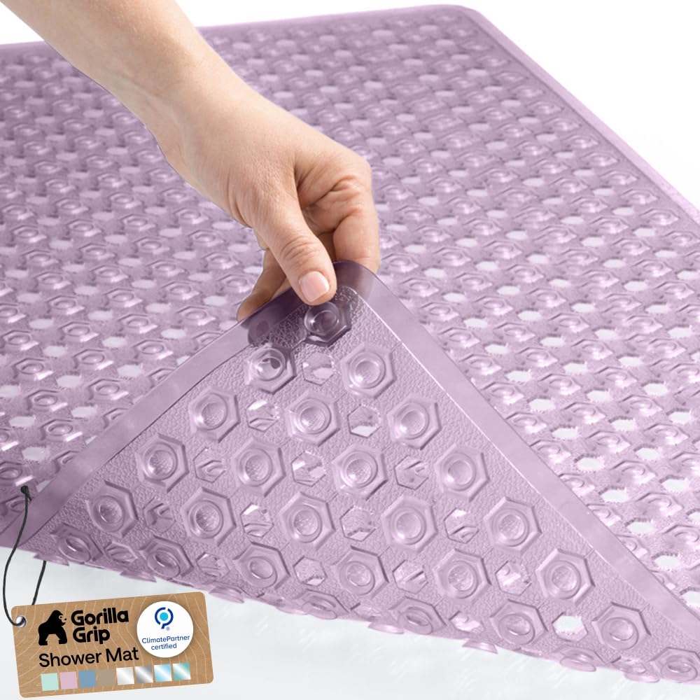 GORILLA GRIP Anti-Slip Bath Mat – Family Bathroom Tub Liner Designed for Safe Kids' Bath Time and Easy Cleaning
