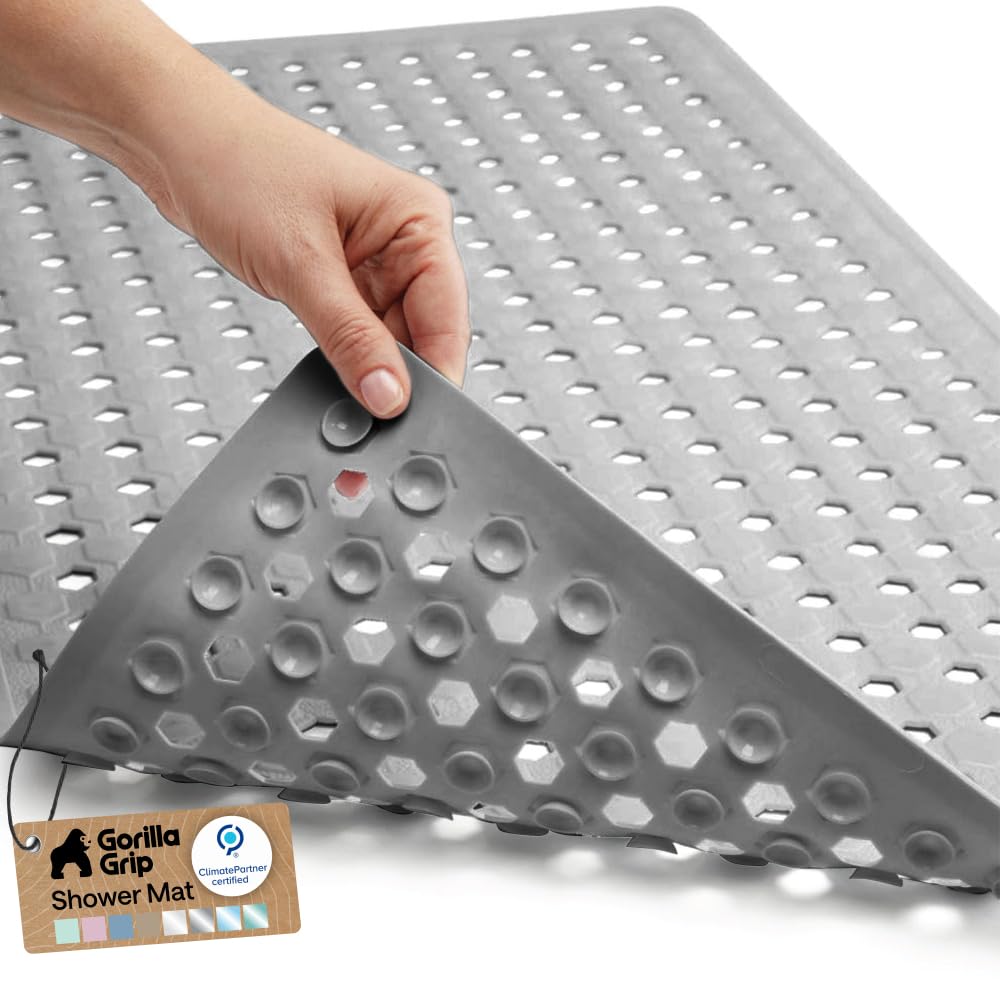 GORILLA GRIP Anti-Slip Bath Mat – Family Bathroom Tub Liner Designed for Safe Kids' Bath Time and Easy Cleaning