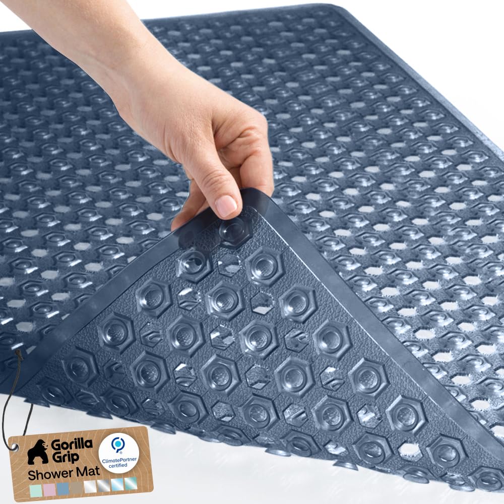 GORILLA GRIP Anti-Slip Bath Mat – Family Bathroom Tub Liner Designed for Safe Kids' Bath Time and Easy Cleaning
