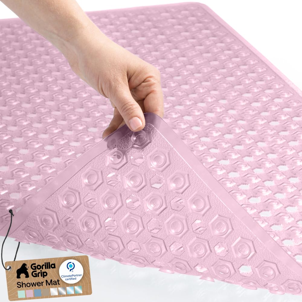 GORILLA GRIP Anti-Slip Bath Mat – Family Bathroom Tub Liner Designed for Safe Kids' Bath Time and Easy Cleaning