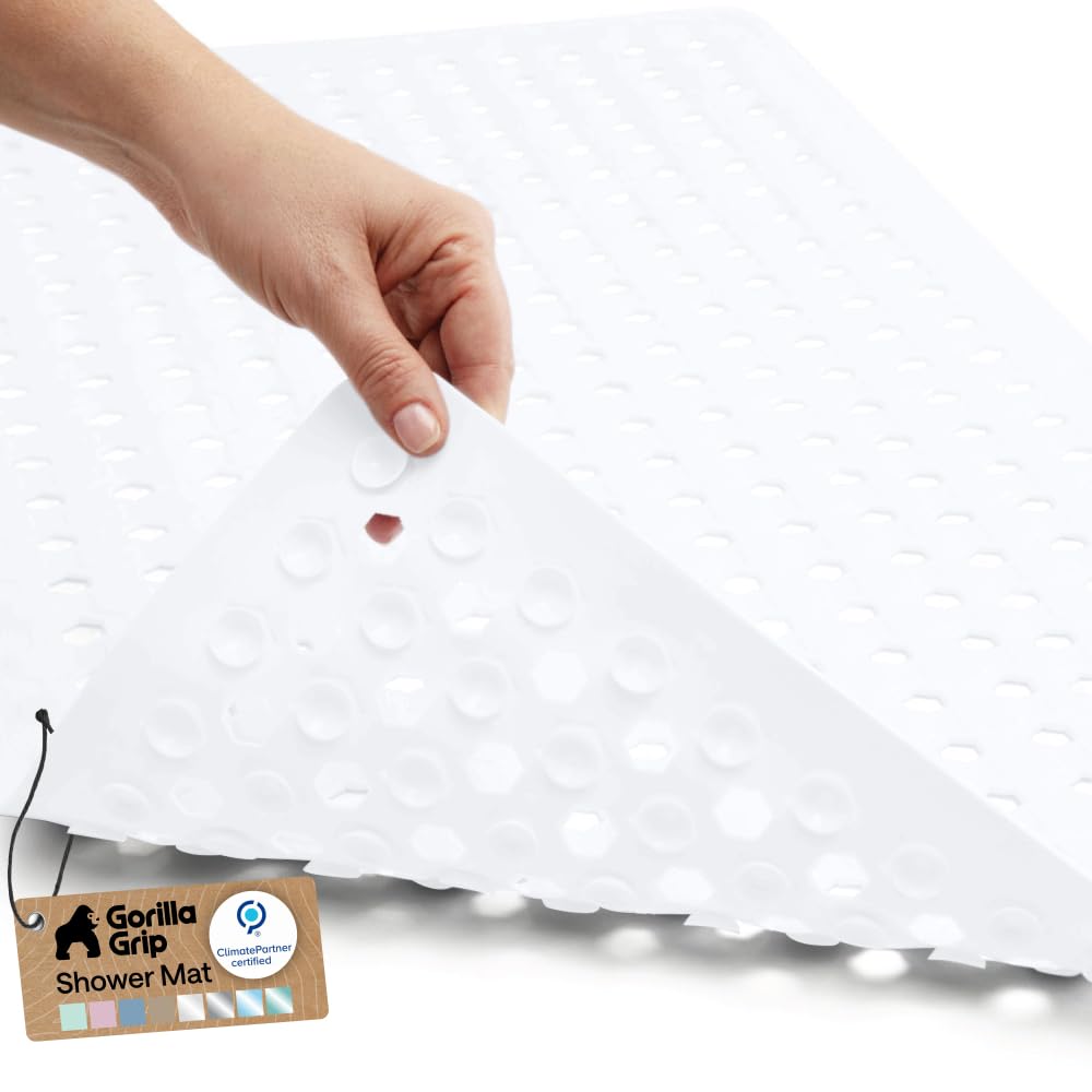 GORILLA GRIP Anti-Slip Bath Mat – Family Bathroom Tub Liner Designed for Safe Kids' Bath Time and Easy Cleaning