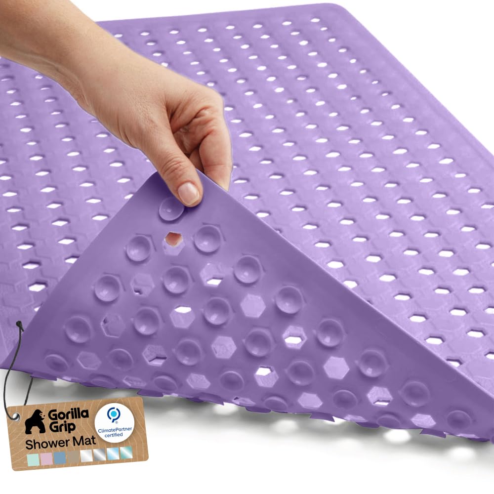 GORILLA GRIP Anti-Slip Bath Mat – Family Bathroom Tub Liner Designed for Safe Kids' Bath Time and Easy Cleaning