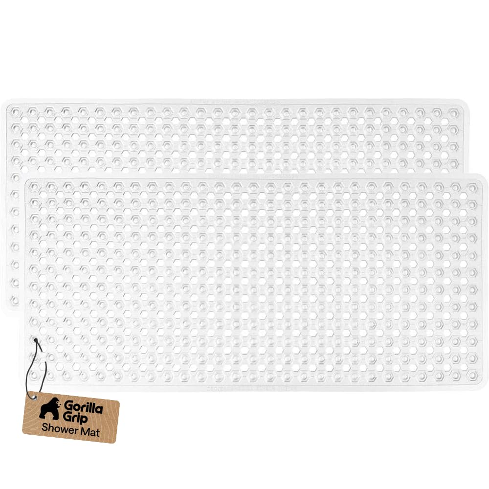 GORILLA GRIP Anti-Slip Bath Mat – Family Bathroom Tub Liner Designed for Safe Kids' Bath Time and Easy Cleaning