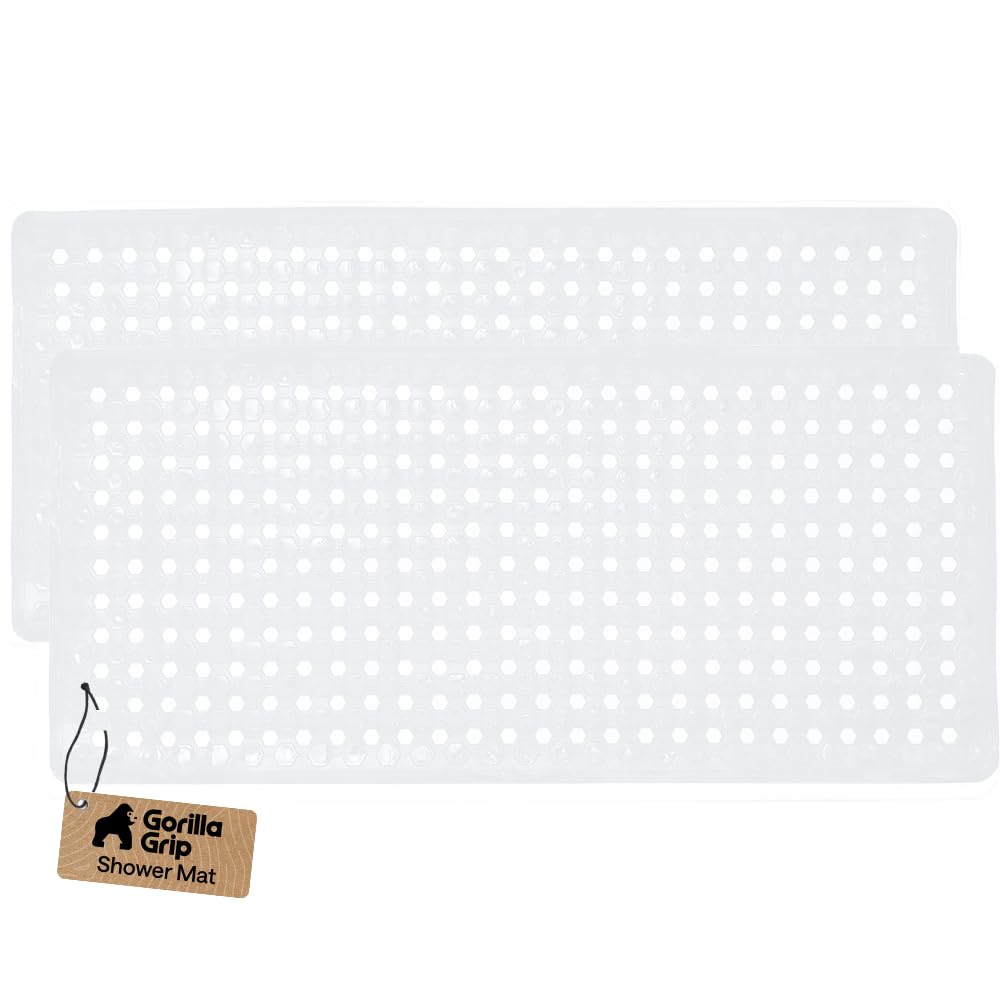 GORILLA GRIP Anti-Slip Bath Mat – Family Bathroom Tub Liner Designed for Safe Kids' Bath Time and Easy Cleaning