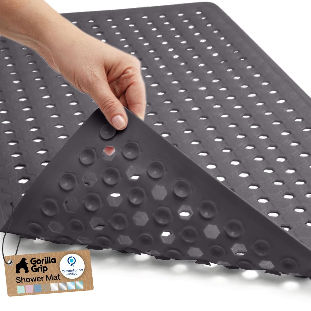 GORILLA GRIP Anti-Slip Bath Mat – Family Bathroom Tub Liner Designed for Safe Kids' Bath Time and Easy Cleaning