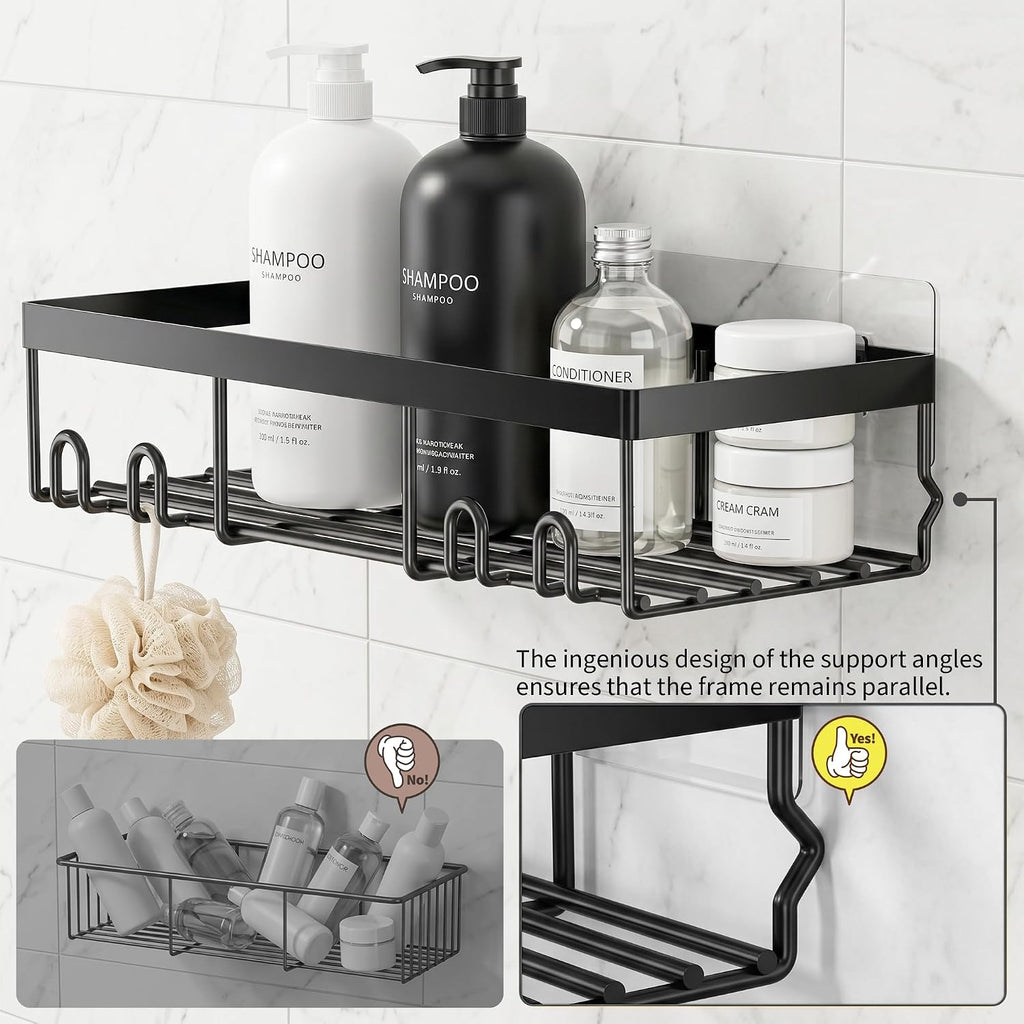 Moforoco Self-Adhesive Wall Shelf – Designer Bathroom Decor for Master Suite, Powder-Coated Rustic Organizer